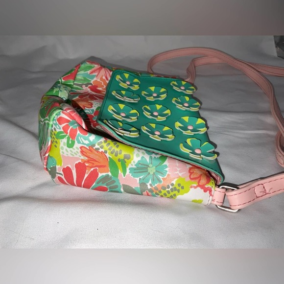 TARGET PINK GREEN YELLOW FLORAL FAUX LEATHER GIRLS SHOULDER BAG PURSE - Picture 6 of 10